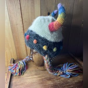 Metropolitan Opera knit hat with Rainbow horns & braids